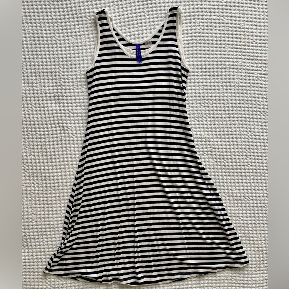 Seraphine Navy & White Stripe Sleeveless Maternity and Nursing Dress: Medium